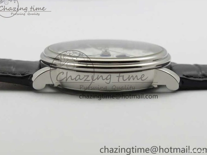 0311 MultiPurpose Villeret 6654 SS Complicated Function OMF 1:1 Best Edition White Dial on Black Leather Strap A6654 V 7901